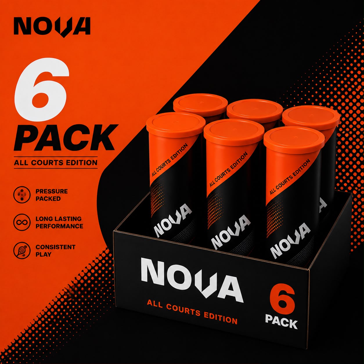 Nova Padel Balls - 6 PACK